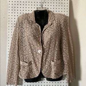 Chico’s Crochet Ecru Soft Sheer Blazer Sequined Pockets Size 3 (XL) 14/16